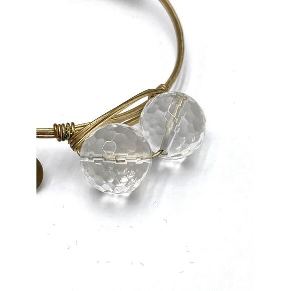 Bourbon and Boweties Bracelet Bangle 8.25” Faced Crystal Beads - Picture 3 of 6
